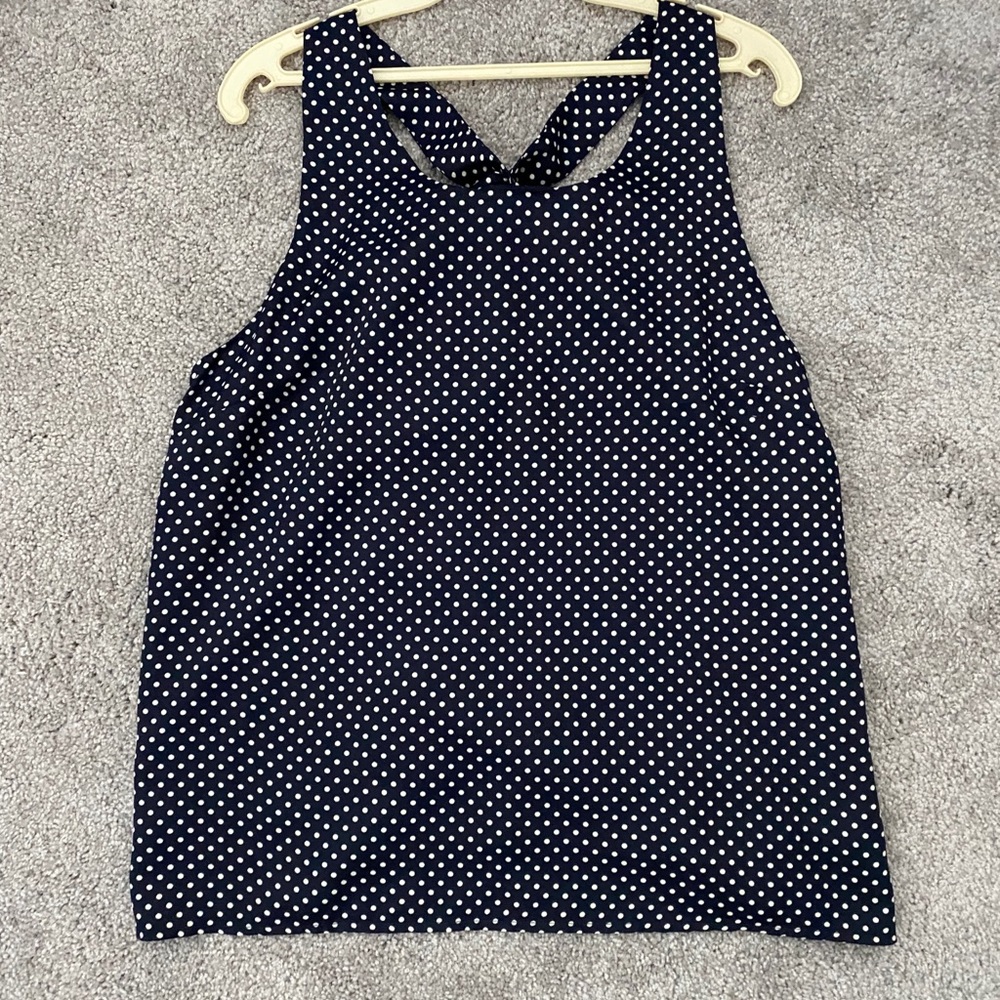 Polka dot razor back tank with bow tied on back